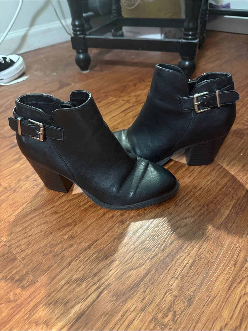 Express Black Buckle Ankle Booties